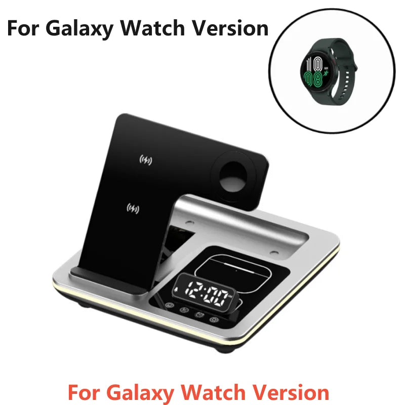 New 5 in 1 Warm Light Wireless Charger Dock Fast Charging Station for Galaxy S25/S24 Ultra S23 Z Flip 5 Fold Watch 6/5/4 Buds