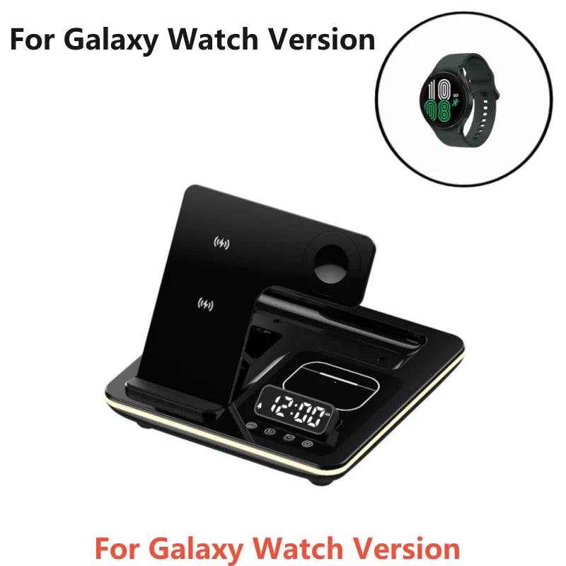 New 5 in 1 Warm Light Wireless Charger Dock Fast Charging Station for Galaxy S25/S24 Ultra S23 Z Flip 5 Fold Watch 6/5/4 Buds