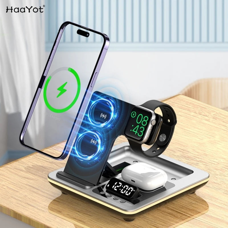 New 5 in 1 Warm Light Wireless Charger Dock Fast Charging Station for Galaxy S25/S24 Ultra S23 Z Flip 5 Fold Watch 6/5/4 Buds
