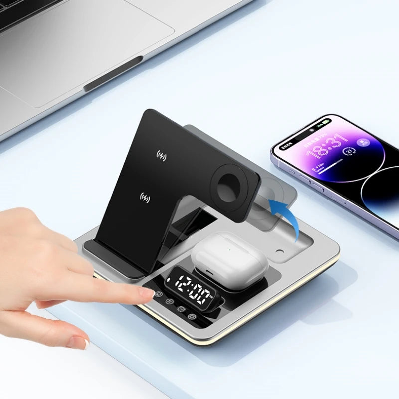 New 5 in 1 Warm Light Wireless Charger Dock Fast Charging Station for Galaxy S25/S24 Ultra S23 Z Flip 5 Fold Watch 6/5/4 Buds