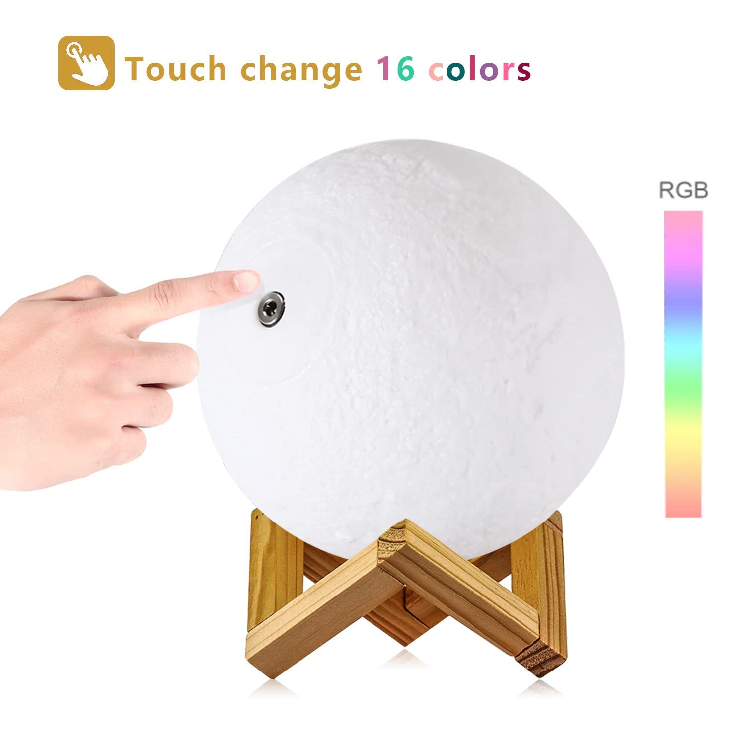 Moon Lamp, 16 Colors LED Night Light with Stand/Timing Setting, Kids Moon Light with Remote/Touch Control/Dimmable/Usb Recharge for Kids Lover Birthday Christmas Gifts (5.98 Inch)