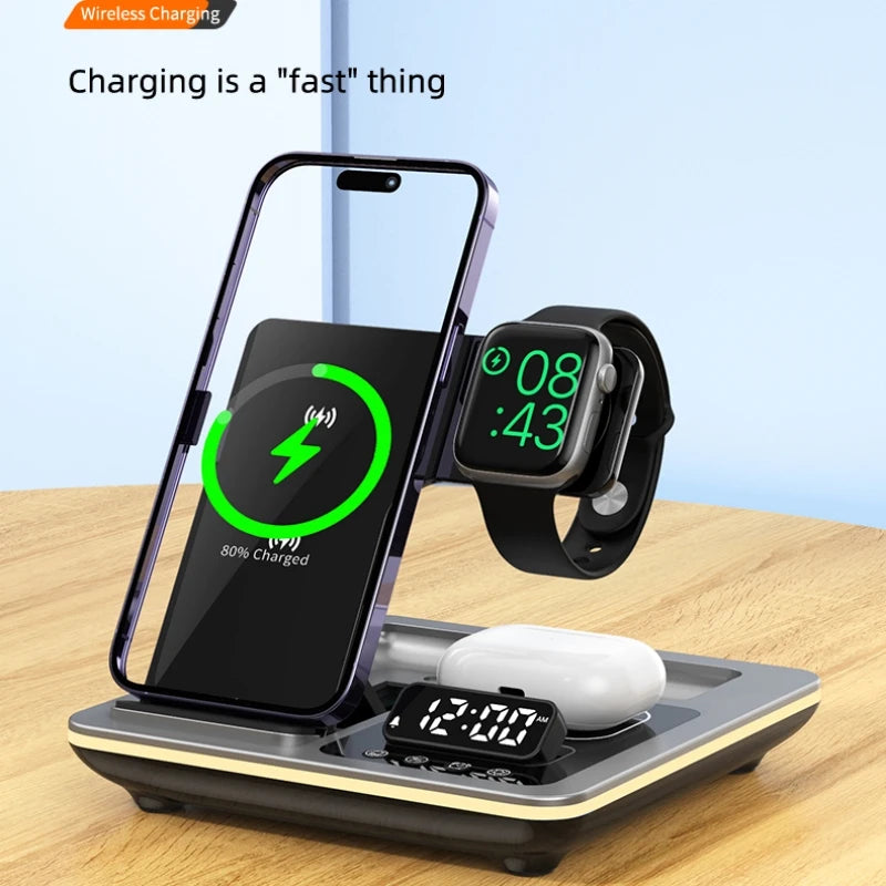 New 5 in 1 Warm Light Wireless Charger Dock Fast Charging Station for Galaxy S25/S24 Ultra S23 Z Flip 5 Fold Watch 6/5/4 Buds