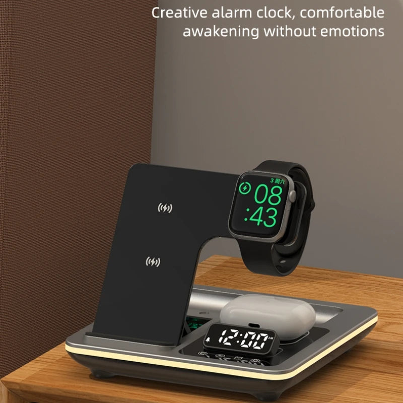 New 5 in 1 Warm Light Wireless Charger Dock Fast Charging Station for Galaxy S25/S24 Ultra S23 Z Flip 5 Fold Watch 6/5/4 Buds