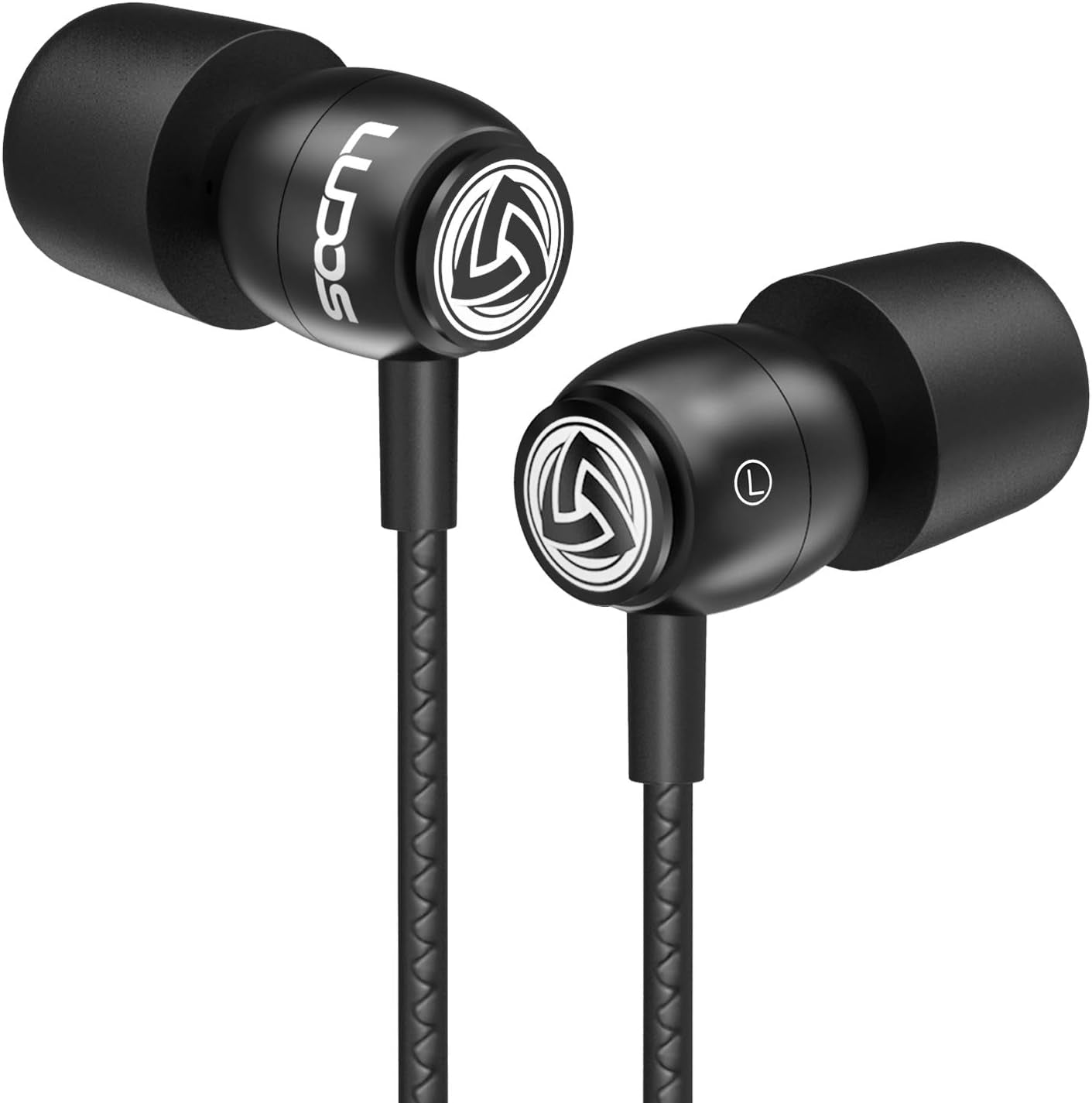 Clamor Wired Earbuds In-Ear Headphones, 5 Years Warranty, Earphones with Microphone, Noise Isolating Ear Buds, Memory Foam for Iphone, Samsung, School Students, Kids, Women, Small Ears