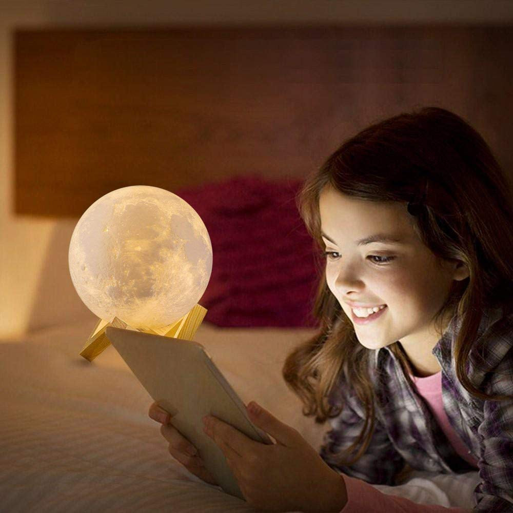 Moon Lamp, 16 Colors LED Night Light with Stand/Timing Setting, Kids Moon Light with Remote/Touch Control/Dimmable/Usb Recharge for Kids Lover Birthday Christmas Gifts (5.98 Inch)
